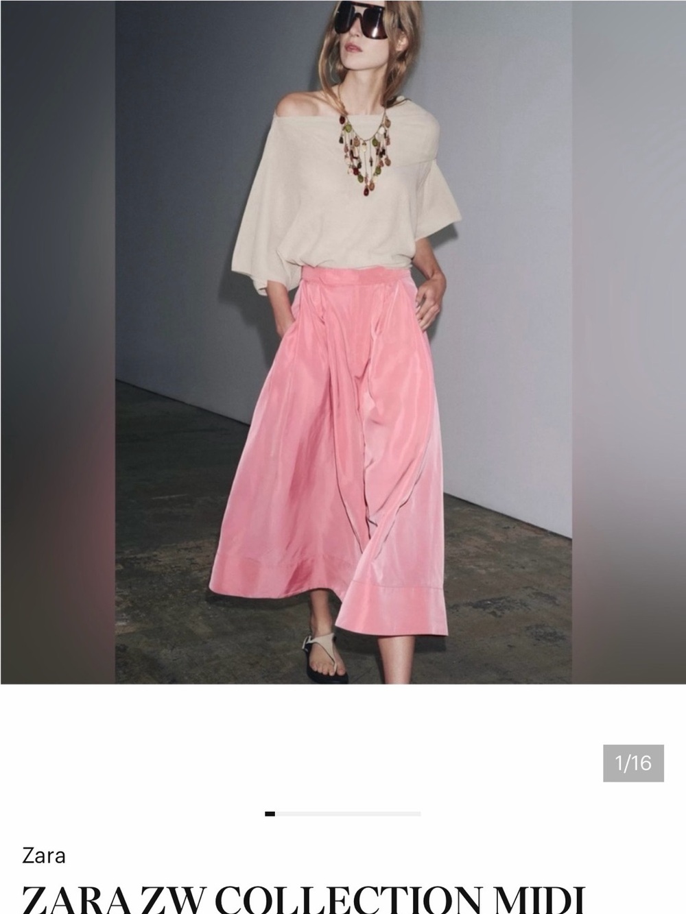 Zara Blush Pink Midi Skirt - Flowing A-Line Silhouette